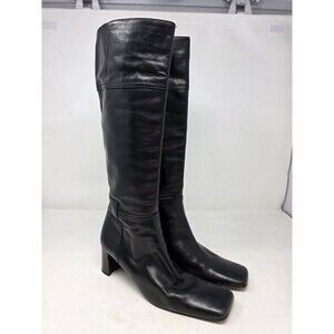 Paloma Black Leather Boots Side Zip Made in Italy 8M